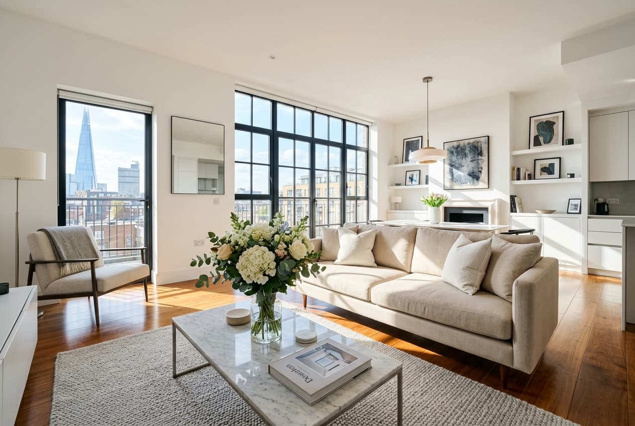 Spotless modern London living room and apartment