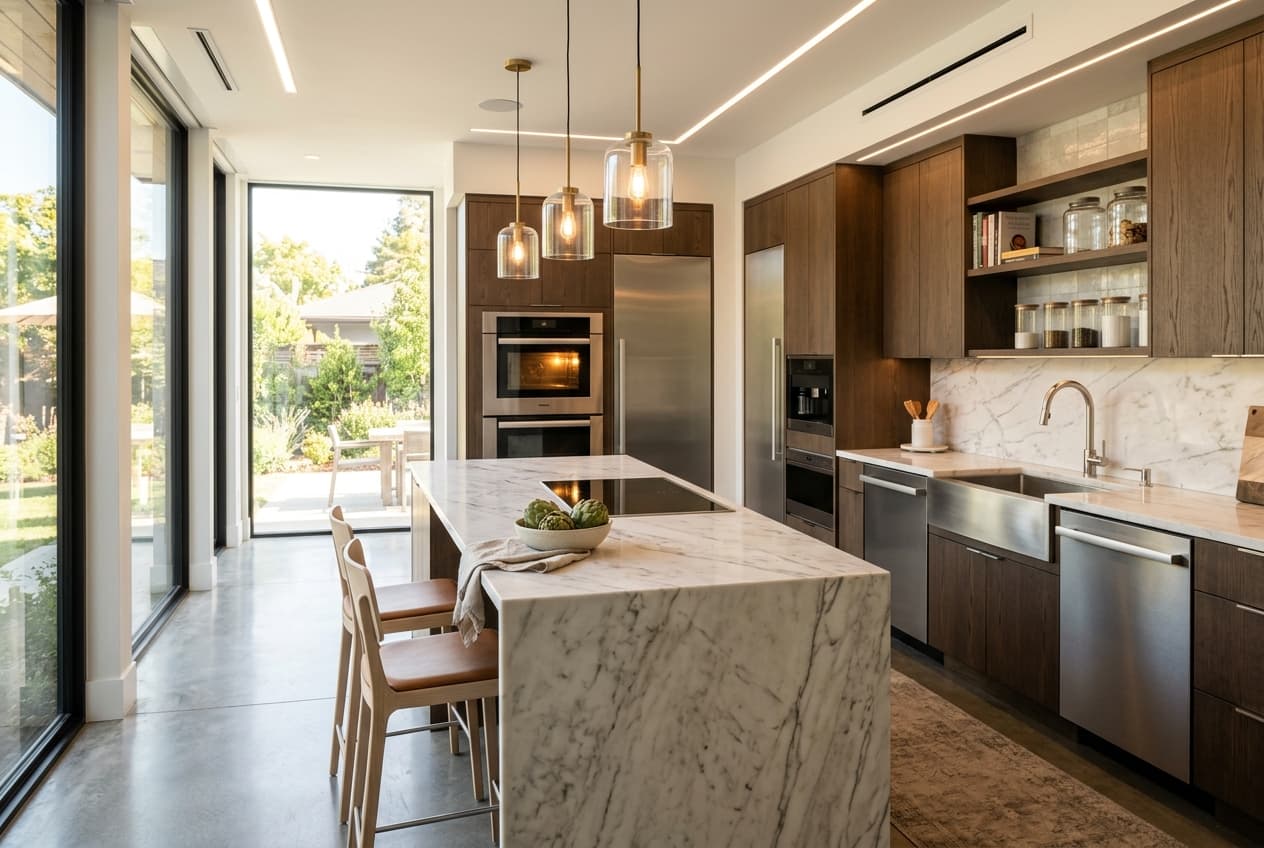 Spotless kitchen with deep-cleaned oven and hob