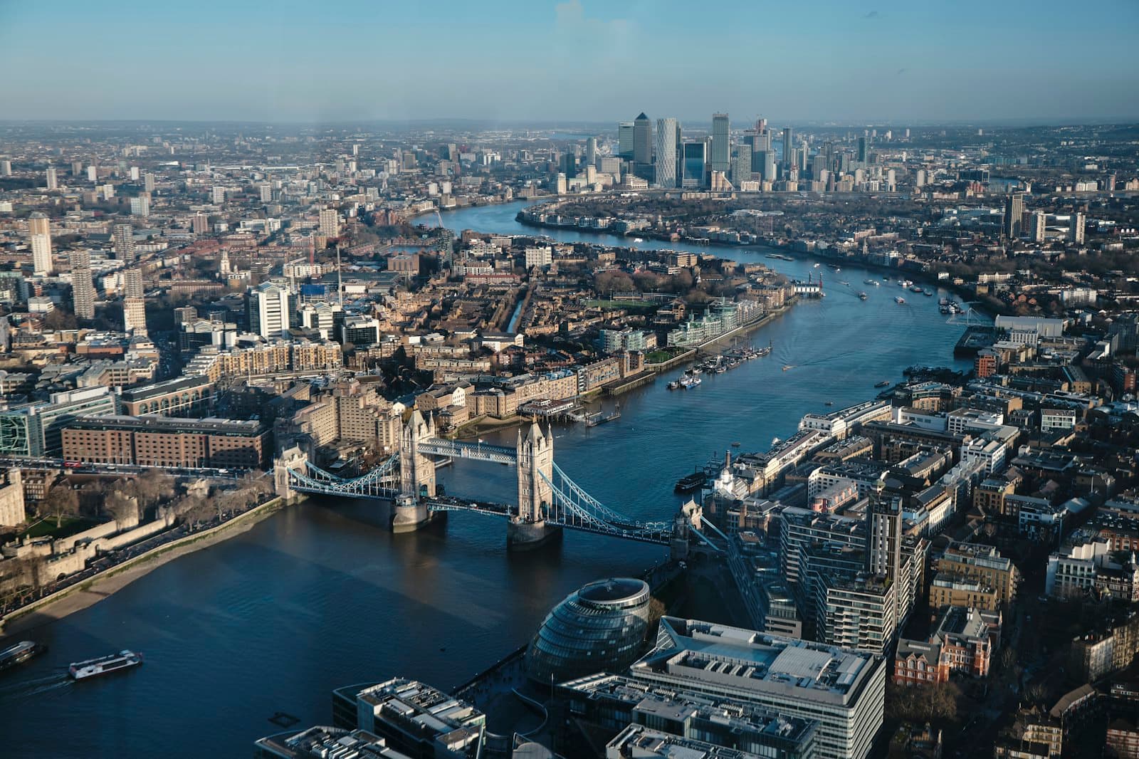 Aerial view of London and the River Thames